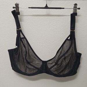 Panache Black Ruby Satin Lace Mesh Lined Bra 9536 30GG UK/30J US